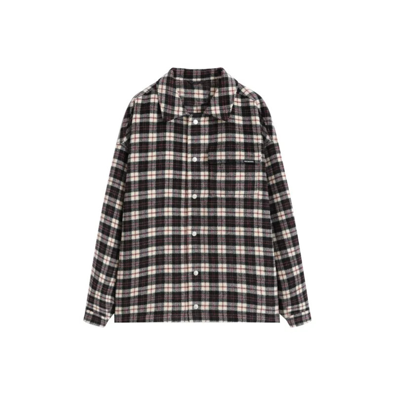 WAITINGWAVE Jackets & Coats Unisex Black Red Plaid-0