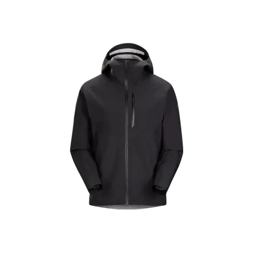 Arcteryx Outdoor Hiking Water Resistant Windproof Wear Resistant Ruched Jacket Men's Black