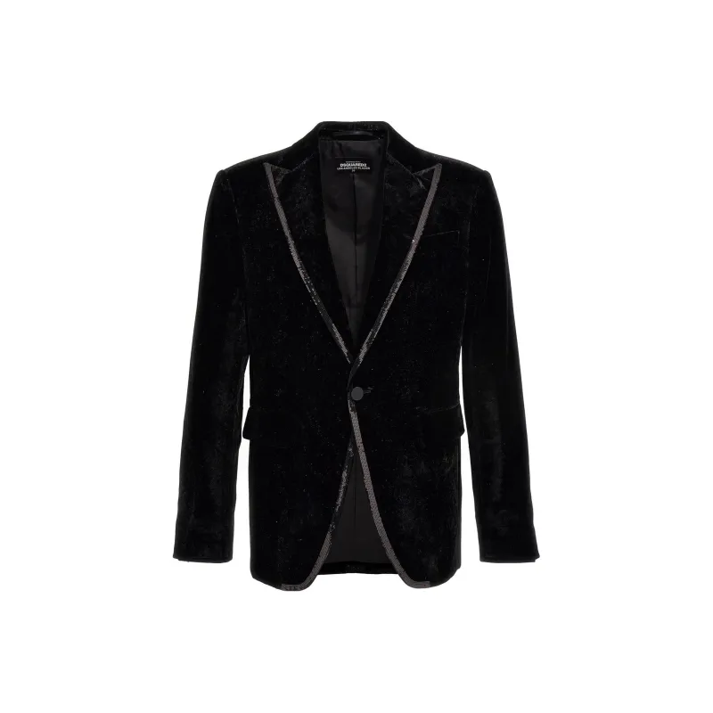 Dsquared2 Velvet Sequined Single Breasted Blazer-0
