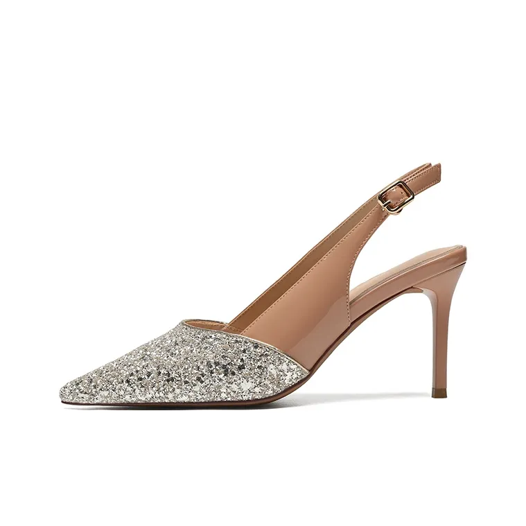 ZHR High Heels Women's Black/Silver/Nude Pink-7
