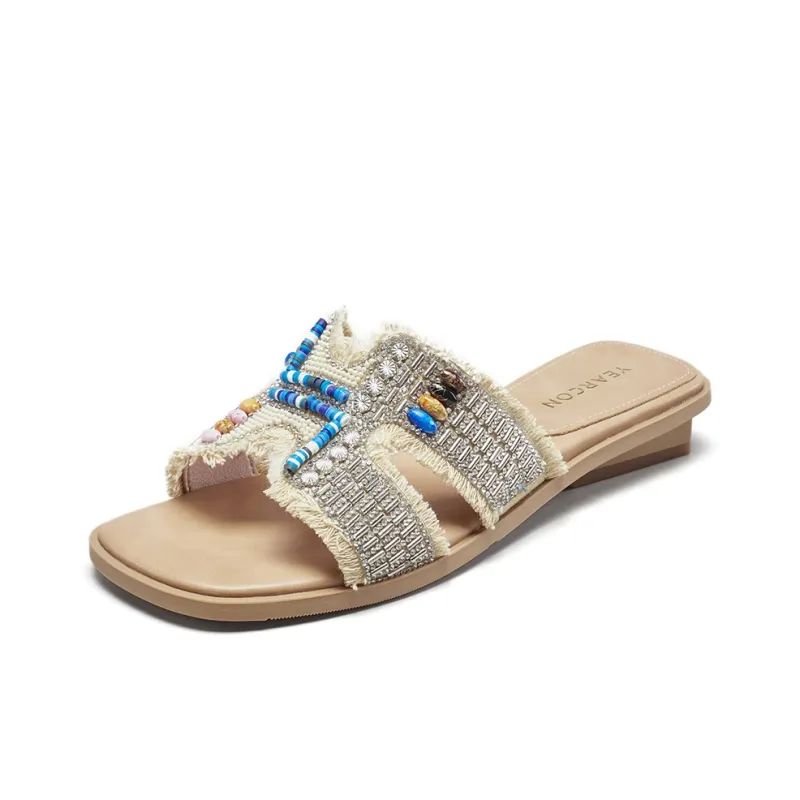 YEARCON Slide Slippers Women's Apricot, Light Blue-1