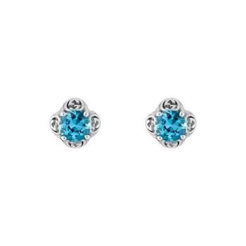 GUCCI 18K White Gold Stud Earrings Women's Blue