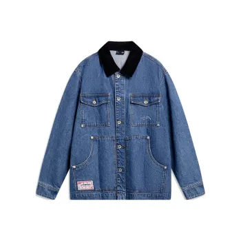 LiNing Skateboard Denim Jacket Men's Medium Blue Denim