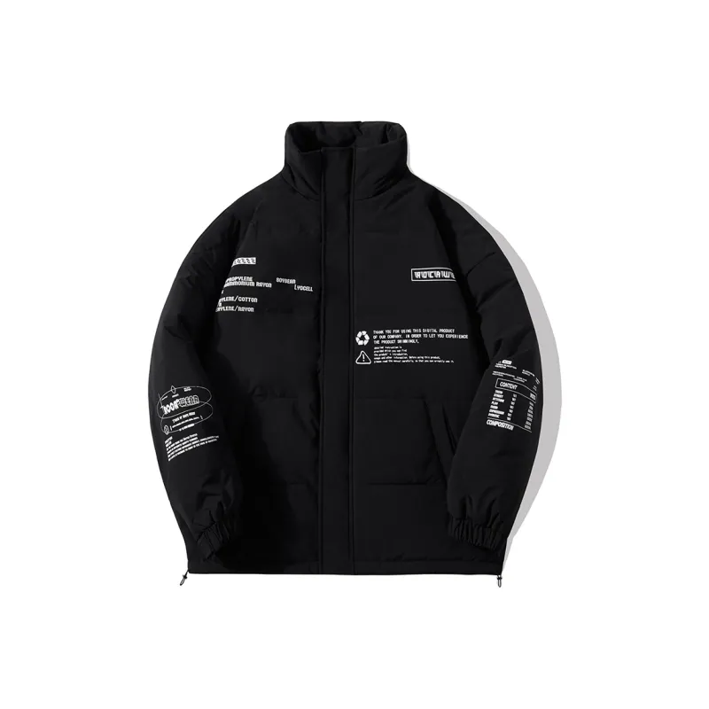 ROCAWEAR Letter Stand Collar Loose Fit Thickened Puffer Jacket Unisex-0