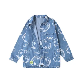 GENANX Loose Fit Denim Jacket Unisex Denim Blue