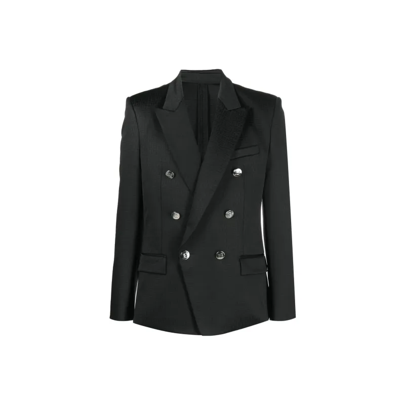 BALMAIN Logo Button Double Breasted Blazer-0