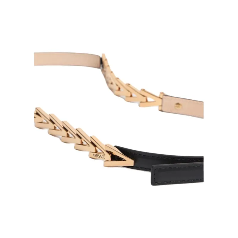 FANSIZHE Calfskin, Metal Leather Belts Women's Black 1.5CM-2