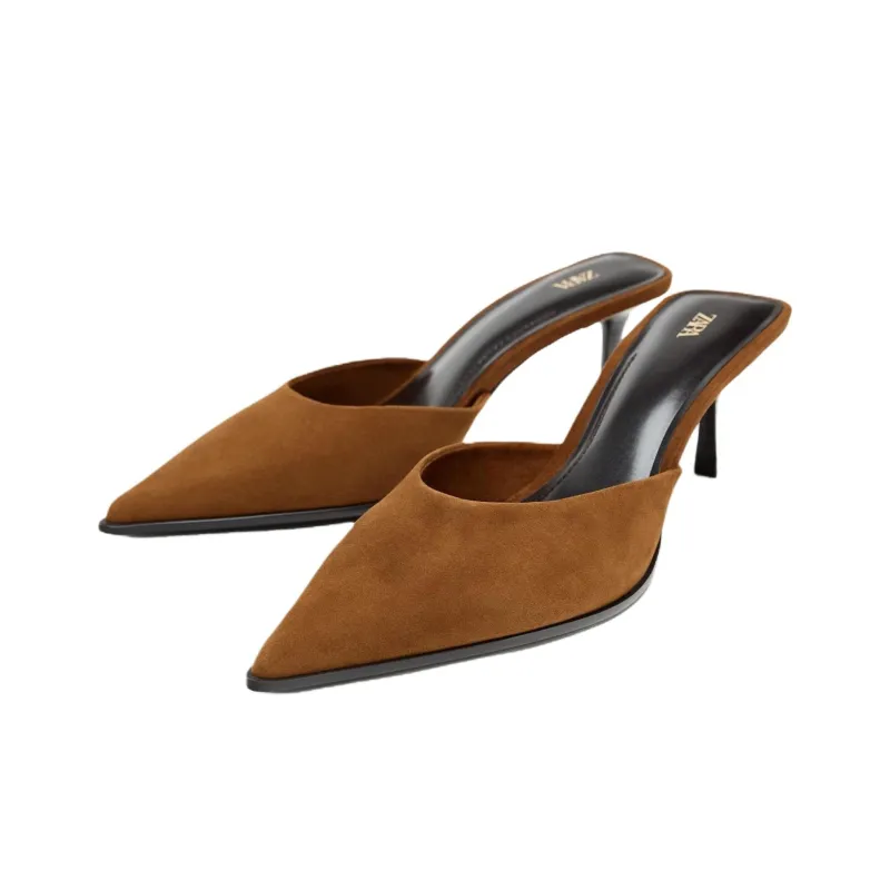 ZARA Abrasion Resistant Closed Toe Slippers Women's Brown Yellow-1