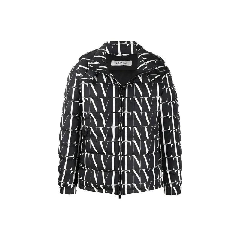Valentino Down Jackets Men Black White-0