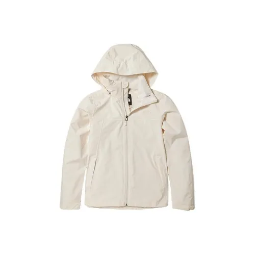 THE NORTH FACE Outdoor Hiking Waterproof And Windproof Windbreaker Hoodies jacket Women's Ecru