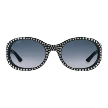 GUCCI Metal Acetate Oval Sunglasses Women's Black