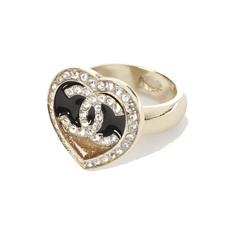 CHANEL Metal Rhinestone Rings Women's Gold-1