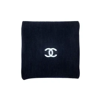 CHANEL Knit Scarves Unisex Black
