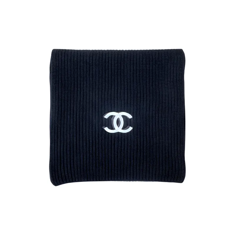 CHANEL Knit Scarves Unisex Black-0