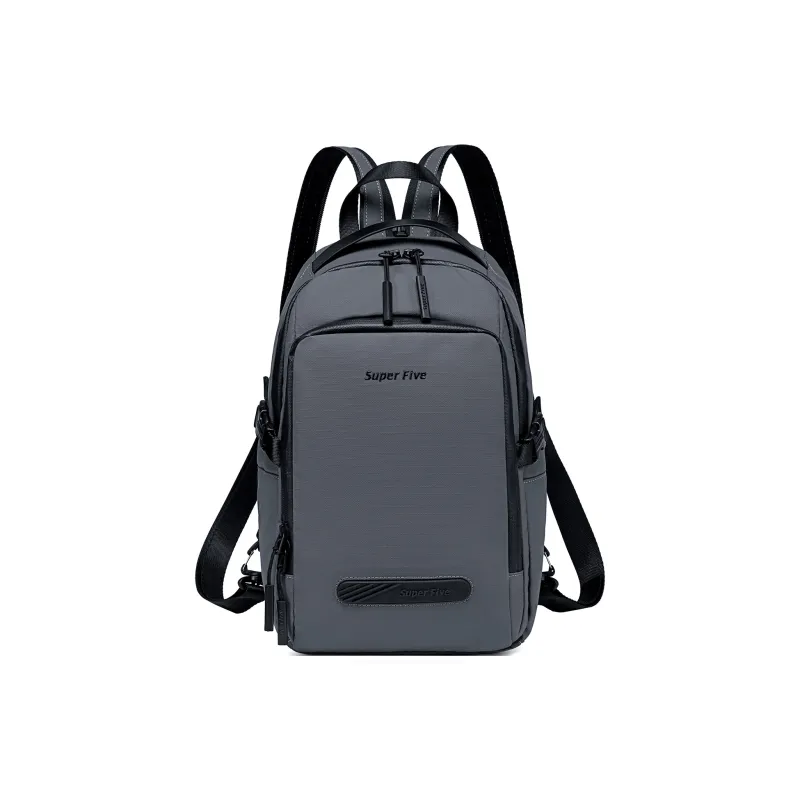 Super Five Polyester Backpack Regular Unisex Black/Orange/Gray/Ecru-5