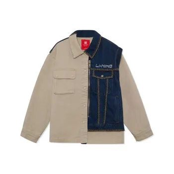 LiNing Denim Jackets Men Loose Earth Denim Blue
