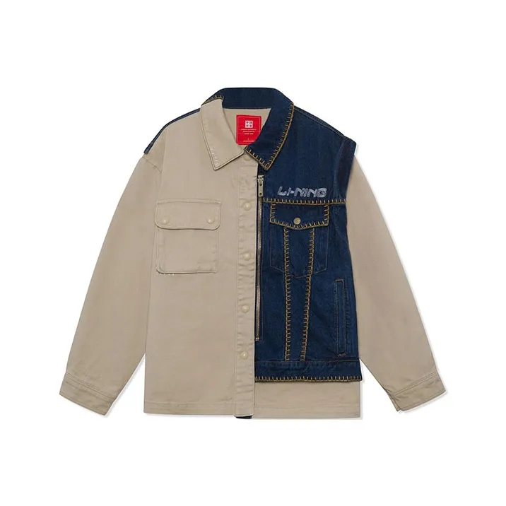 LiNing Denim Jackets Men Loose Earth Denim Blue-0