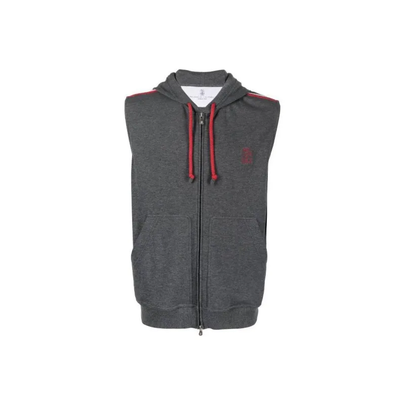Brunello Cucinelli Embroidered logo Sleeveless Jacket-0