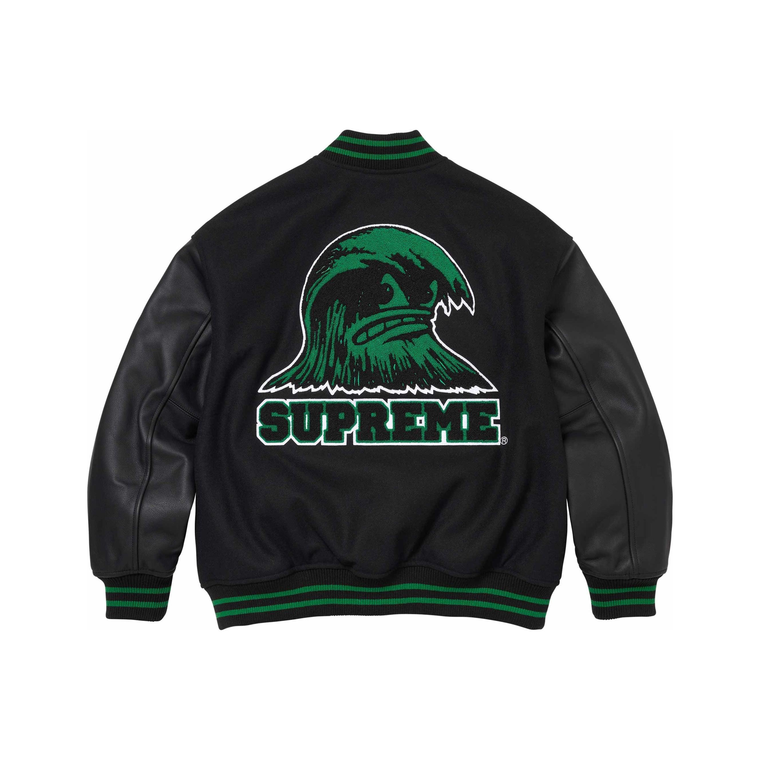 Supreme Wave Varsity Jacket Black M - POIZON