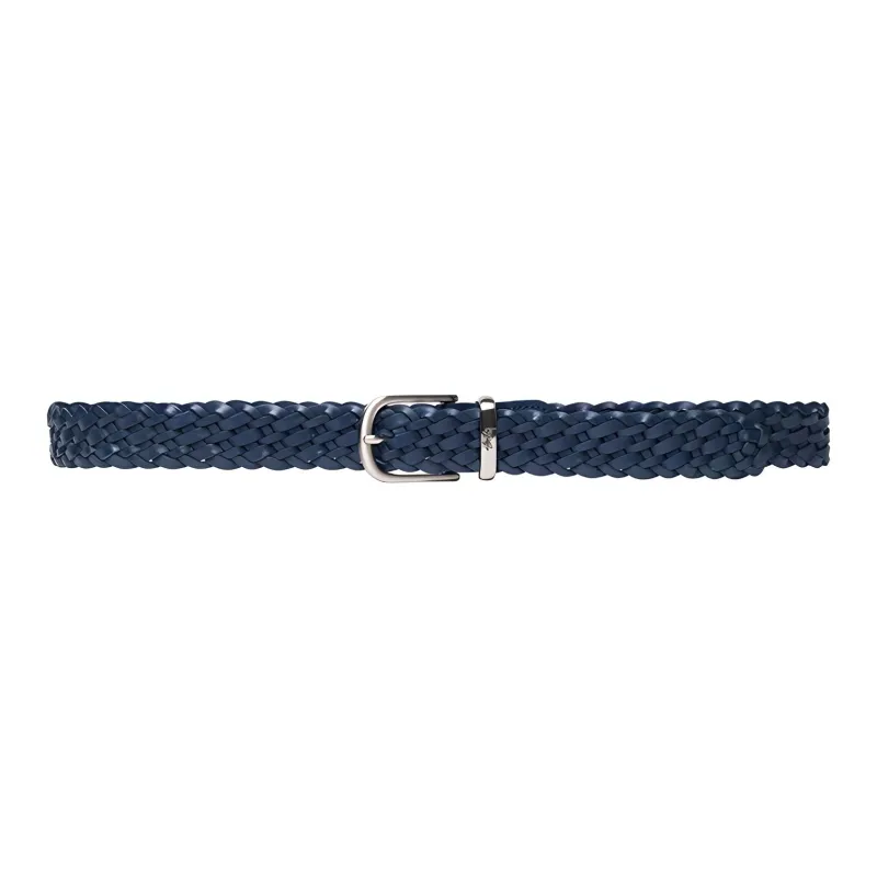 Stussy Oval Stainless Steel Pin Buckle Leather Belts Men's Dark Blue Width: 3cm-0