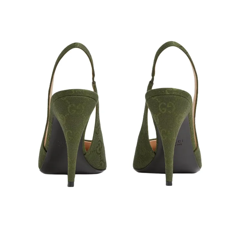 GUCCI Horsebit Slim Heel High Heels 8.5cm Women's Green-4