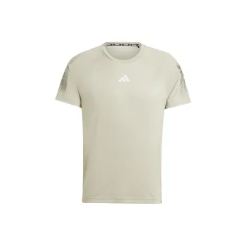 Adidas GymGym+ T Shirt Men's Eggstone Silver Gray/Dark Olive Green