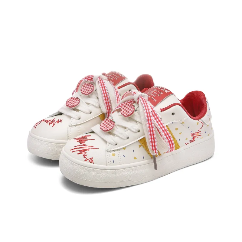 Lovely You Wear resistant And Lightweight Low Top Skateboard Shoes Women's Red Yellow-2