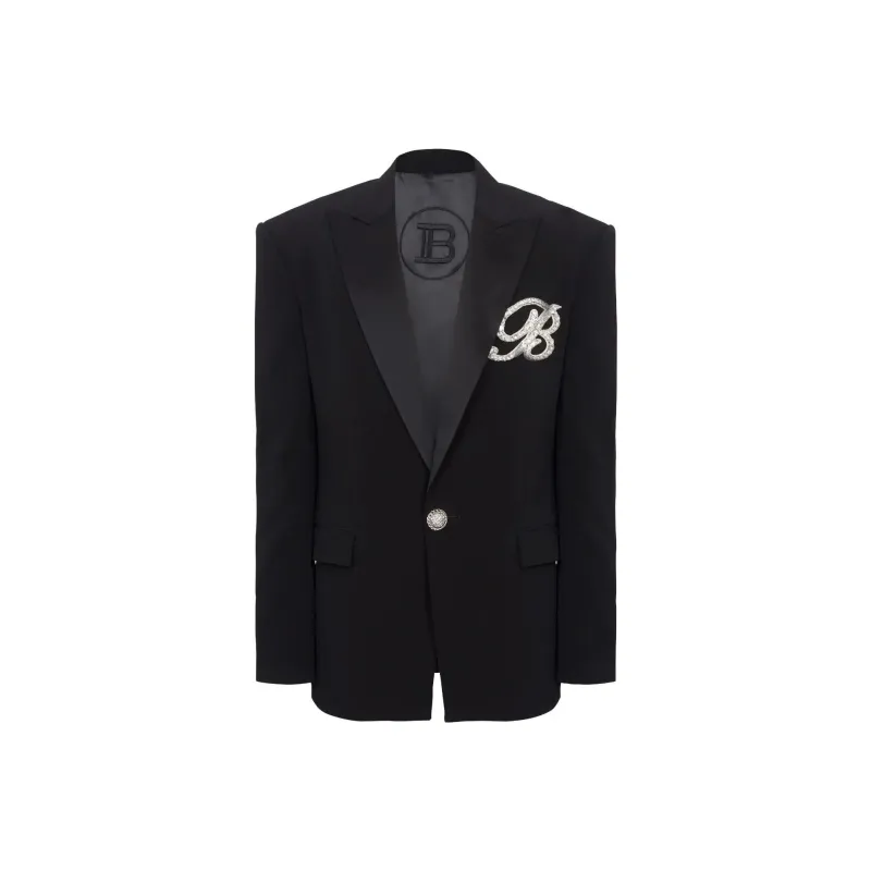 BALMAIN Logo Embellished Sleeved Blazer-0