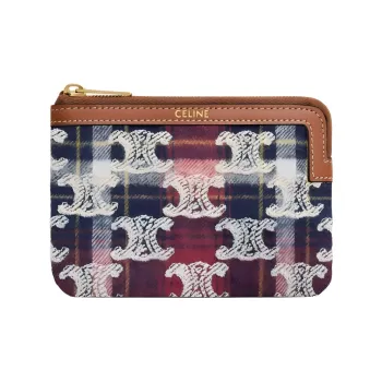 CELINE Plaid Velvet Card Holder Women's Multicolor