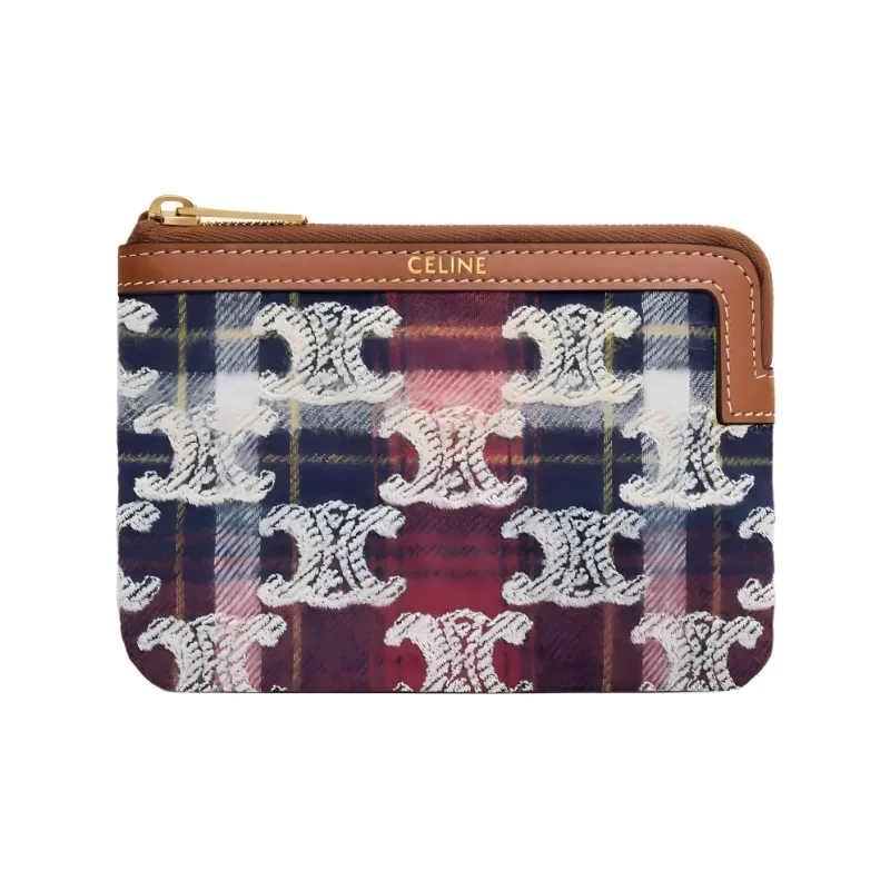 CELINE Plaid Velvet Card Holder Women's Multicolor-0