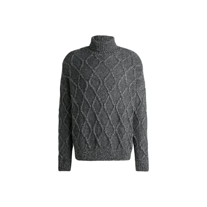 HUGO BOSS Relaxed Fit Cable Knit Jumper-0