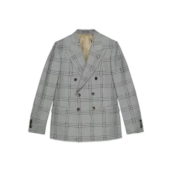 GUCCI Horsebit Plaid-check Wool Blazer