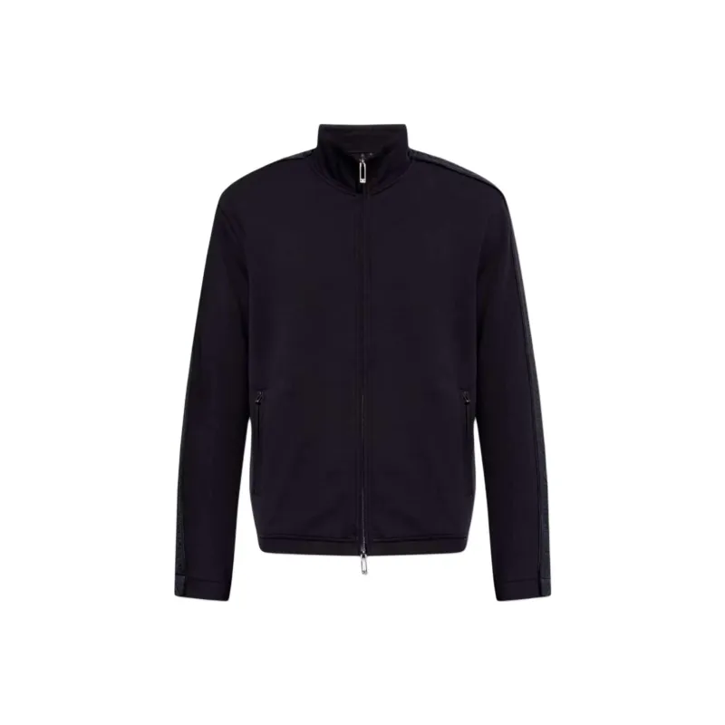 EMPORIO ARMANI Logo Embroidered High Neck Zipped Sweatshirt-0