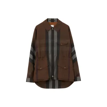 Burberry Check Drawstring Waist Field Jacket