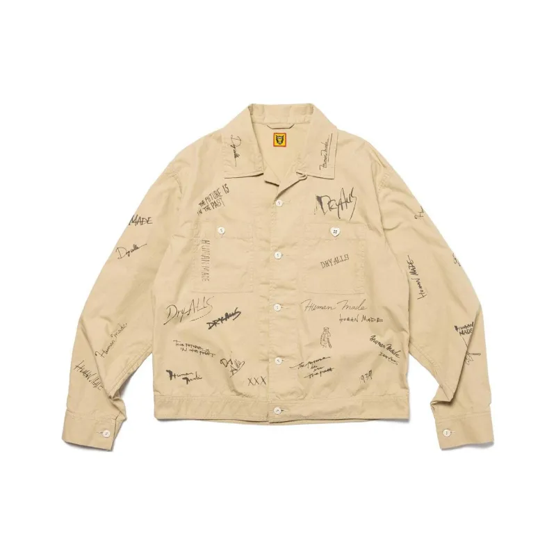 HUMAN MADE Text-print Cotton Shirt Jacket-0