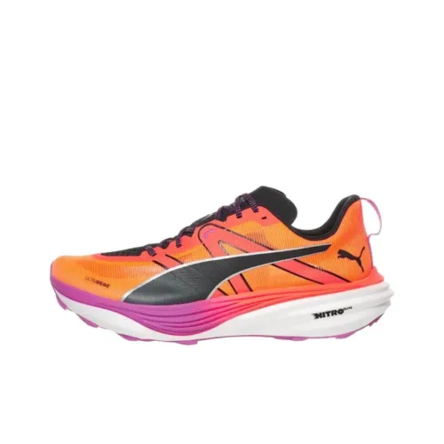 PUMA Deviate NITRO Elite Anti Slip Wear Resistant Low Top Trail Running Shoes Men's Orange Black