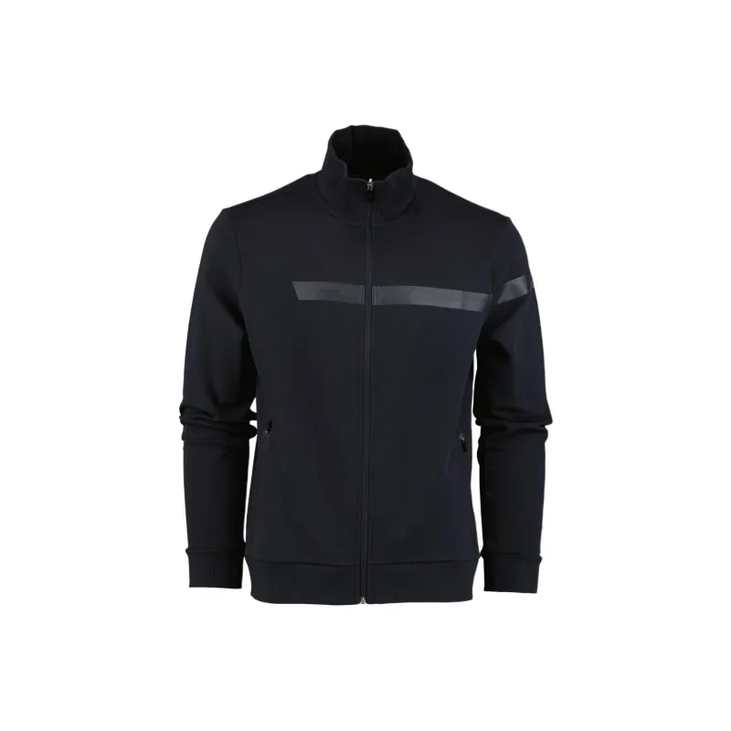 HUGO BOSS Graphic Logo Striped Zip-Up Sweatshirt-0