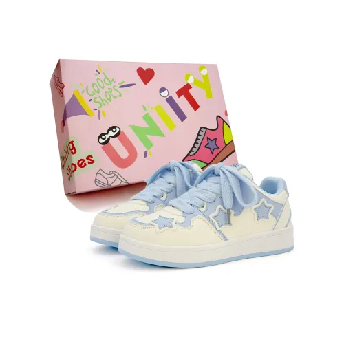 UNIITY Low Top Skateboard Shoes Women's Yellow Blue Stars