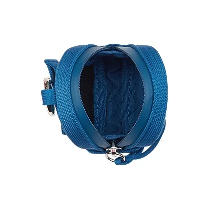 JC DAMO Fabric Earphone Case Mini Women's Fresh Denim Blue/Black-3