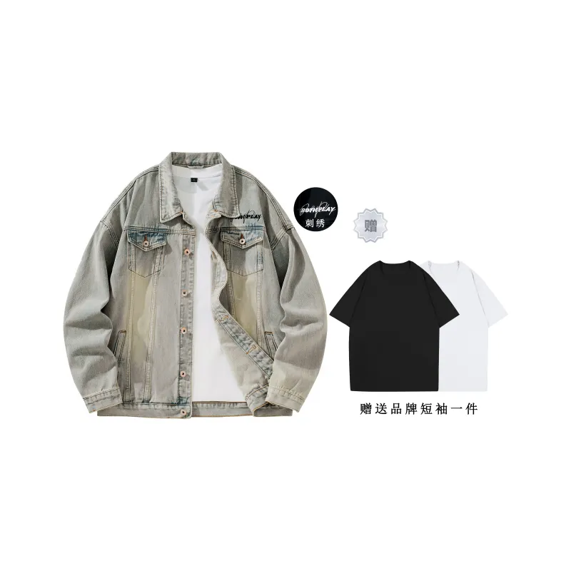 BOTH PLAY Denim Jacket Comes With Short Sleeved T Shirt Unisex-9