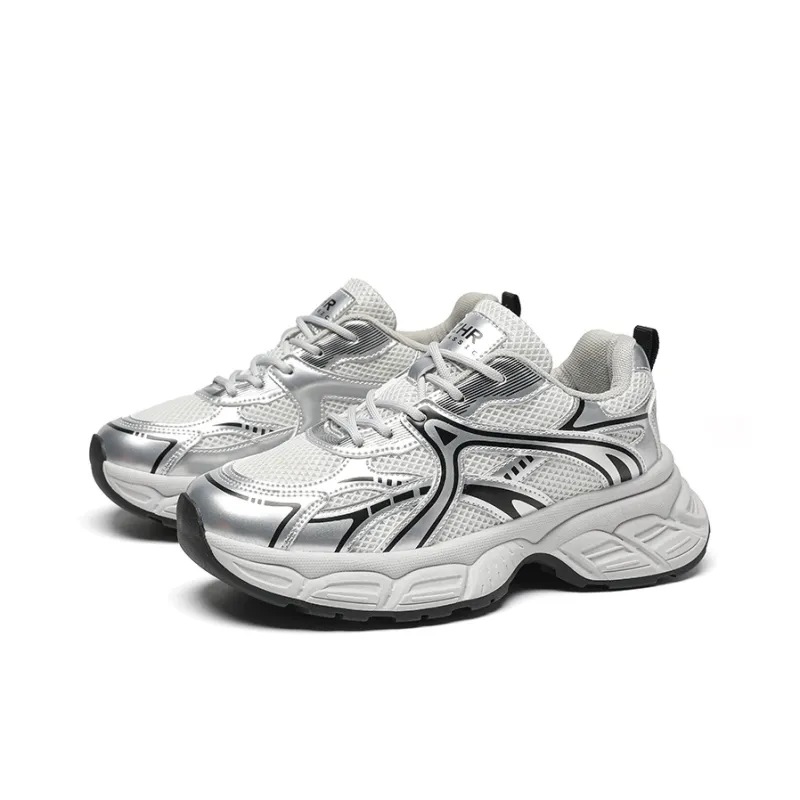 ZHR Xingji Silver Wear resistant And Lightweight Low Top Chunky Sneakers Women's Silver-1