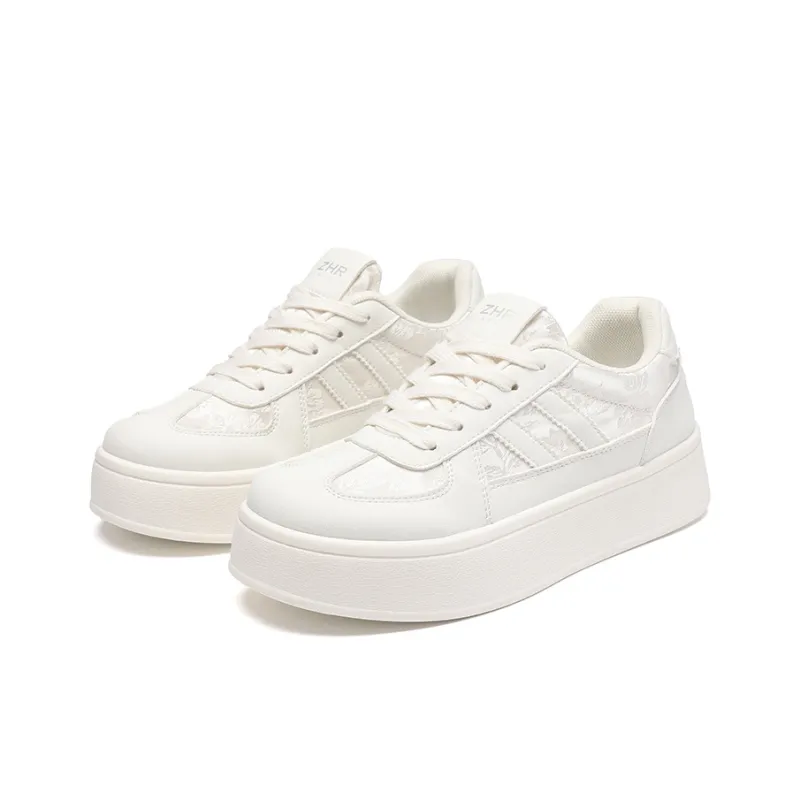 ZHR New Chinese Style Eastern Tales Wear resistant And Lightweight Low Top Skateboard Shoes Women's Beige-1