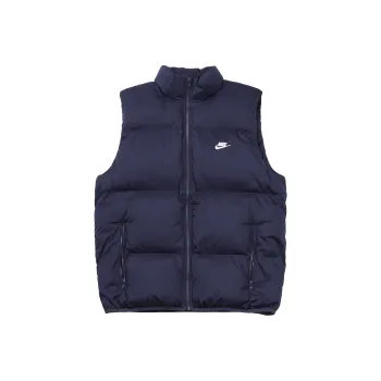 Nike Men's Logo Stand Collar Puffer Vest Navy Blue