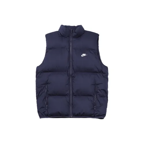 Nike Men's Logo Stand Collar Puffer Vest Navy Blue