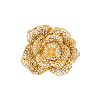 Oscar De La Renta Gardenia Pavé-setting Brooch
