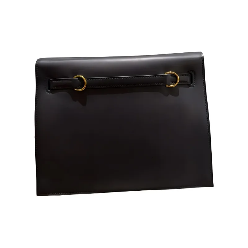 HERMES Kelly Danse Swift Leather Clutch Women's 89 Noir Black-3