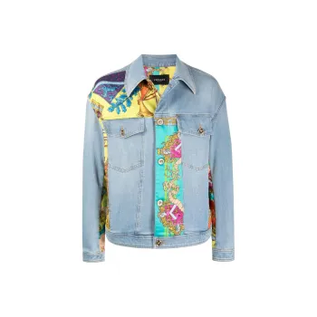 VERSACE Denim Jackets Men Blue
