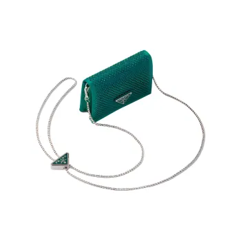 PRADA Fabric With Leather Shoulder Bag Crossbody Bag Wallets Women's Green