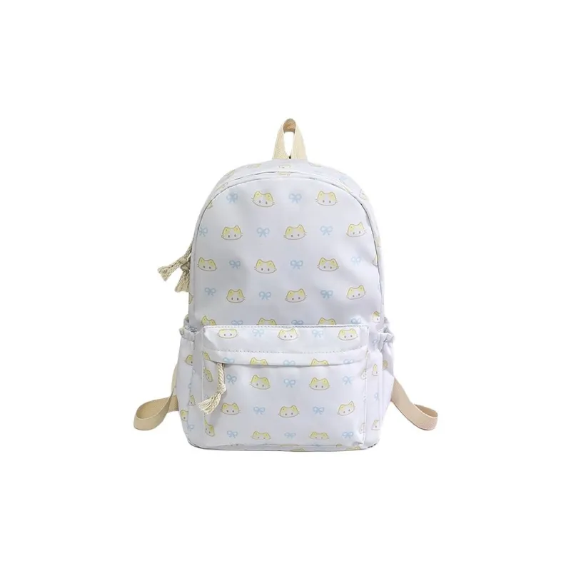 MOK Nylon Backpack Women's White Star/Blue Kitten/Yellow Kitten-4