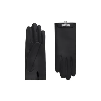 HERMES Lambskin Gloves Unisex Black